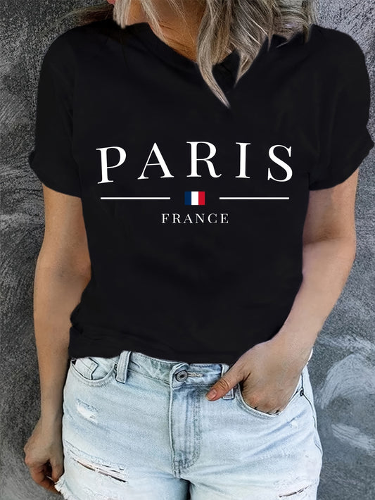 Parisian Chic: Women's Short Sleeve Crew Neck T-Shirt