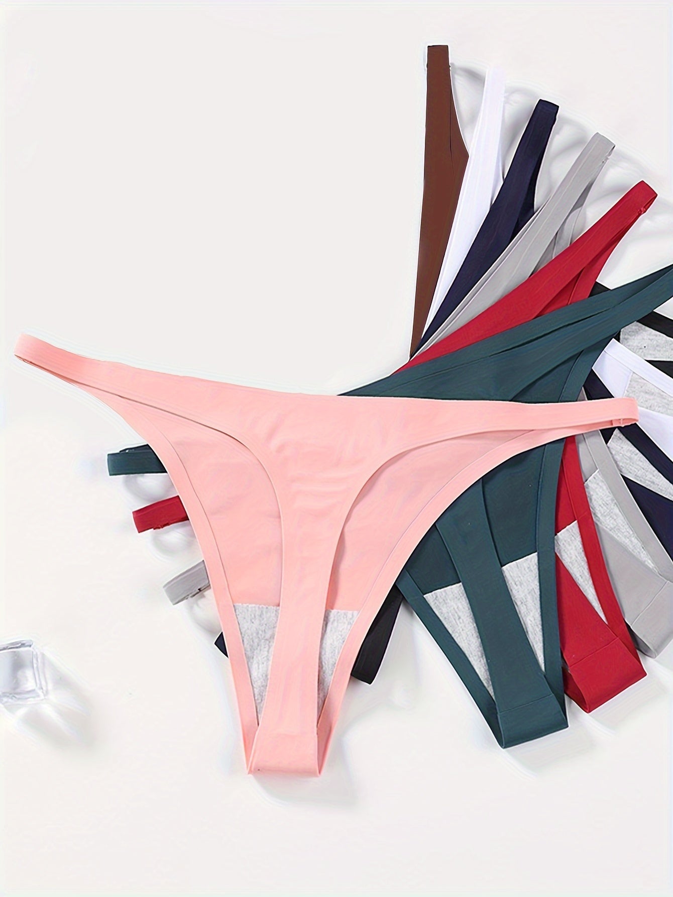 14 Pc. Set of Solid No Show Thongs: Comfy, Breathable, Intimate Panties