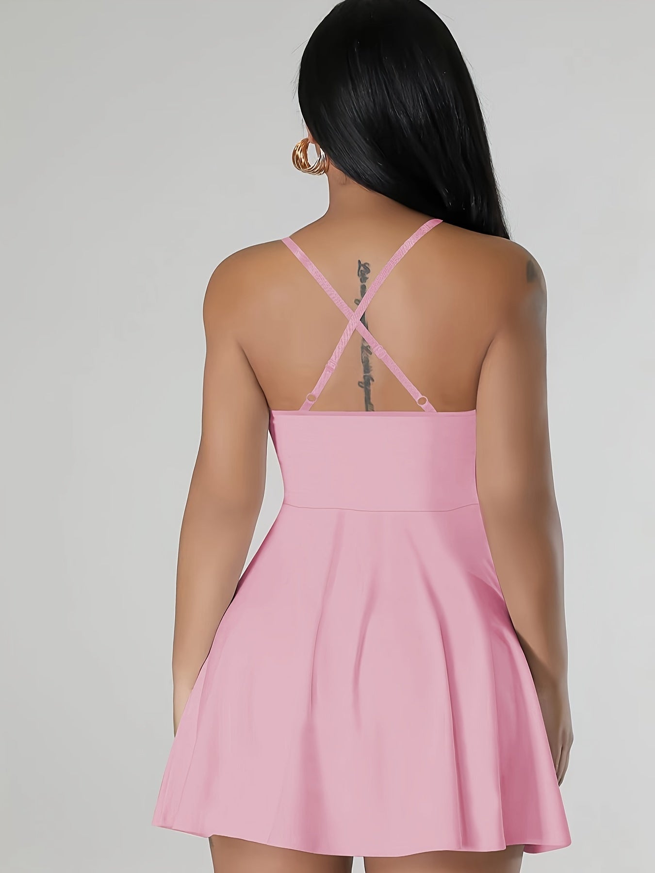 Sultry Solid Crisscross Cami Dress: Sexy Sleeveless Mini Dress