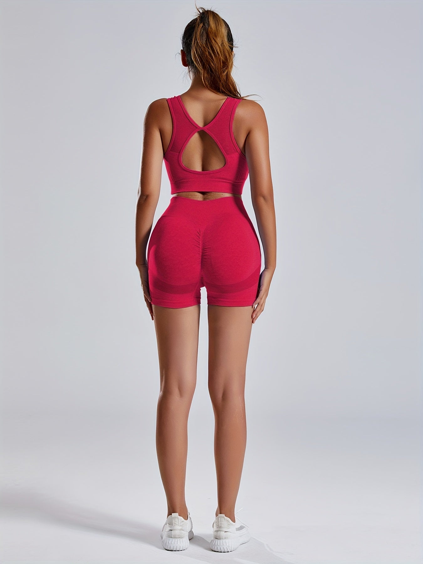 Yoga Suit Set: Backless Crop Top & Butt Lifting Shorts Activewear