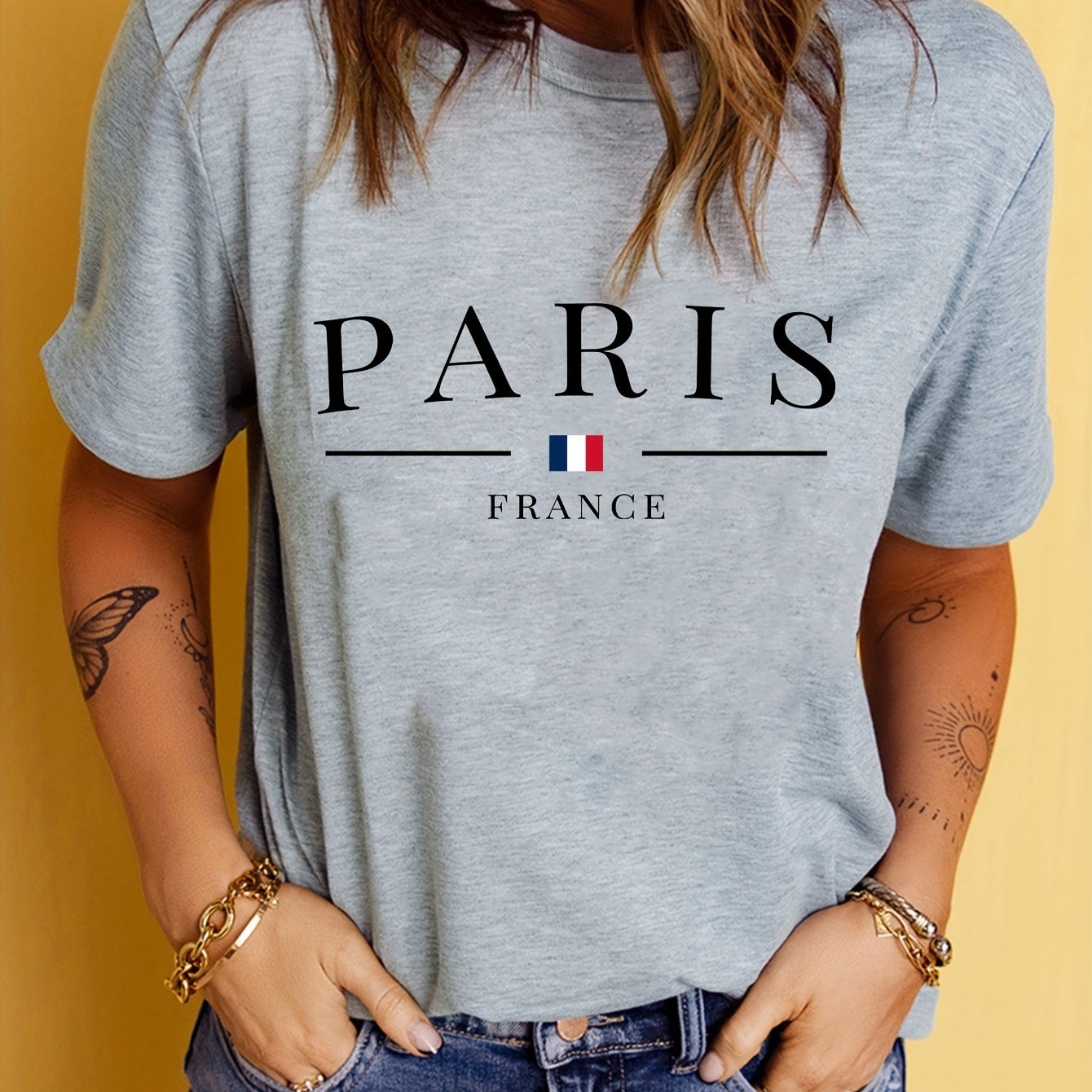 Parisian Chic: Women's Short Sleeve Crew Neck T-Shirt