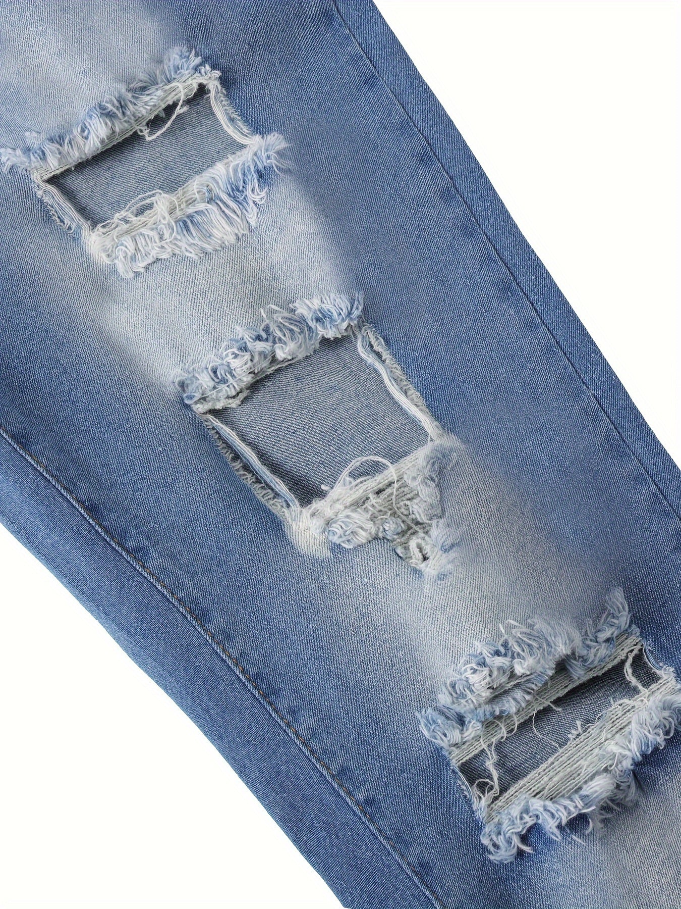 Classic Blue Distressed Skinny Denim: Women's Plus Size Ripped Jeans