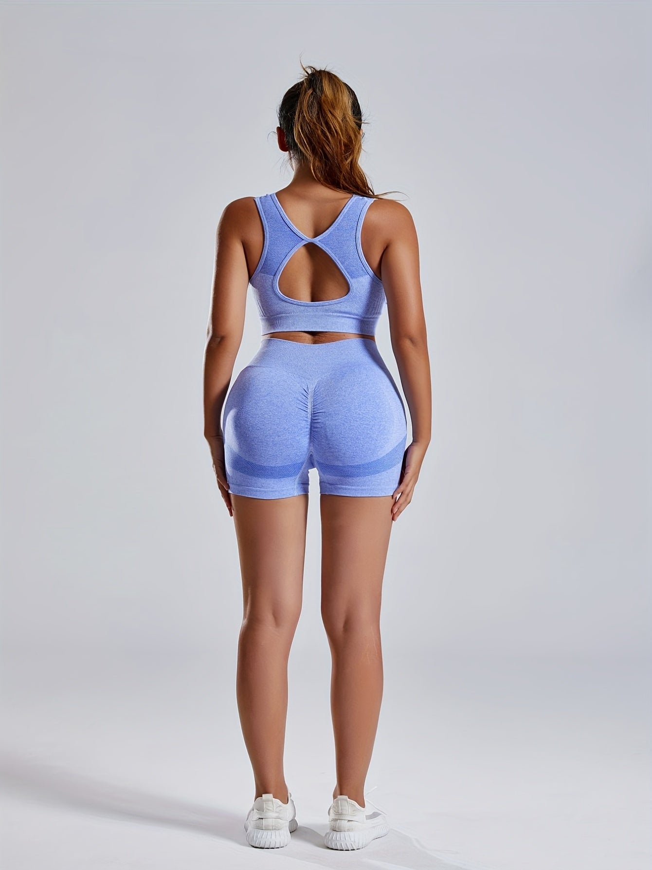 Yoga Suit Set: Backless Crop Top & Butt Lifting Shorts Activewear