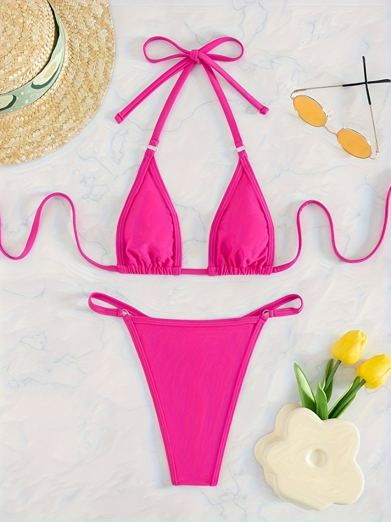 Vibrant Vixen: Solid Color Triangle 2 Pc. Bikini Set