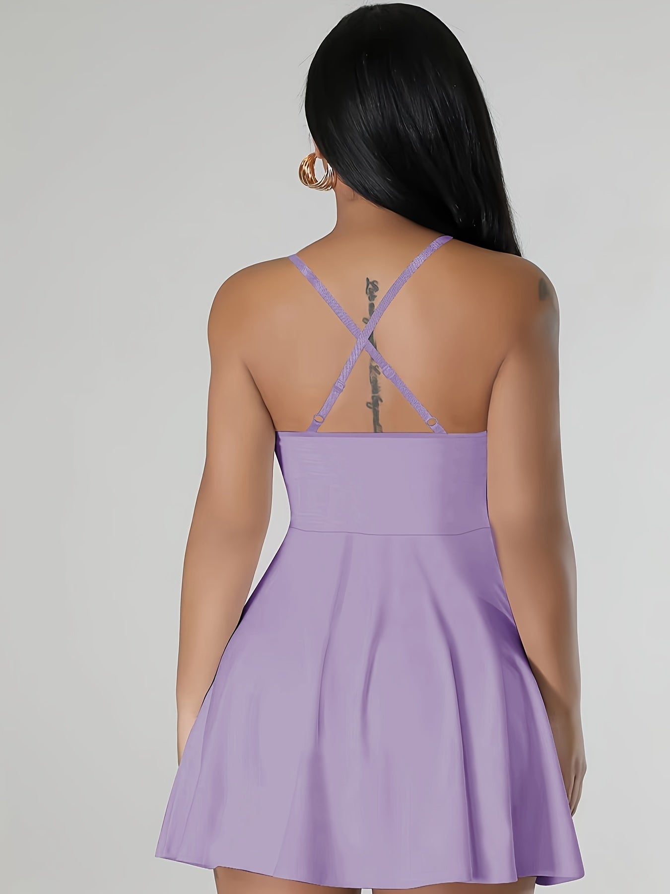 Sultry Solid Crisscross Cami Dress: Sexy Sleeveless Mini Dress