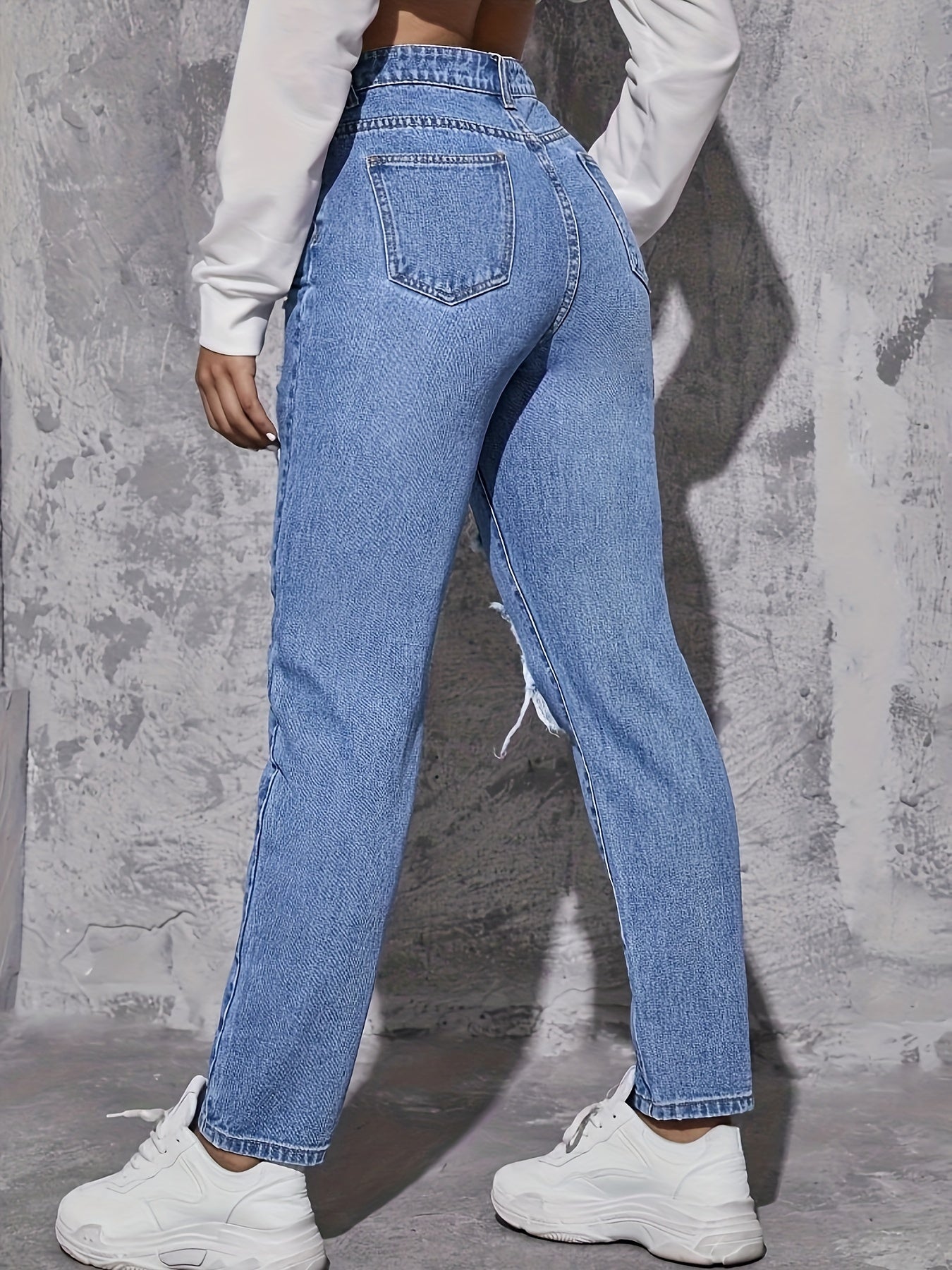 Washed Blue Ripped Distressed Whiskering Jeans: The Ultimate Streetwear Denim Pants