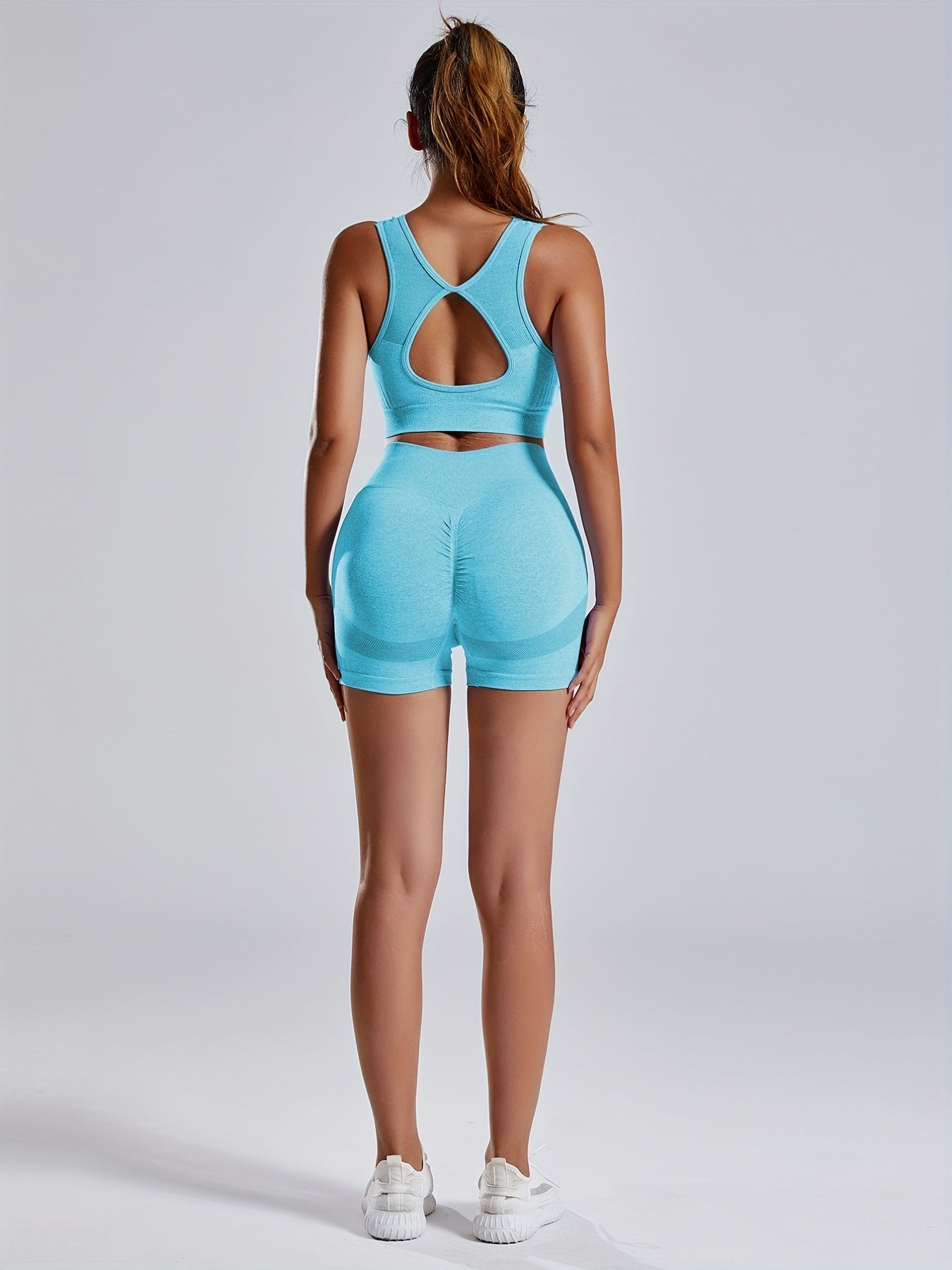 Yoga Suit Set: Backless Crop Top & Butt Lifting Shorts Activewear