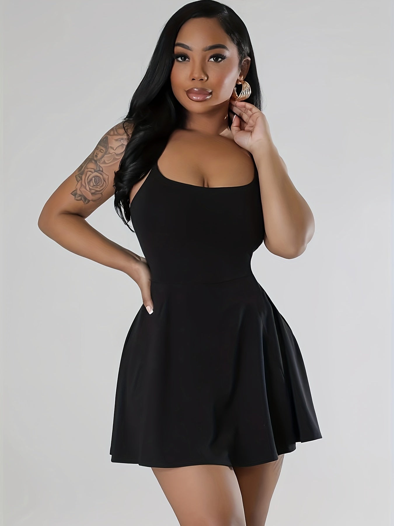 Sultry Solid Crisscross Cami Dress: Sexy Sleeveless Mini Dress