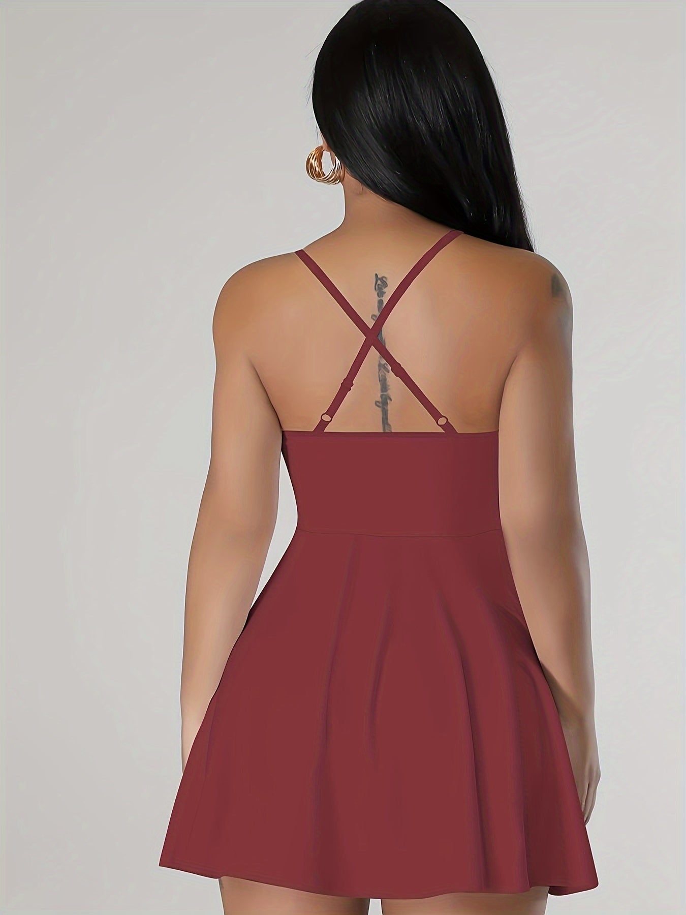 Sultry Solid Crisscross Cami Dress: Sexy Sleeveless Mini Dress