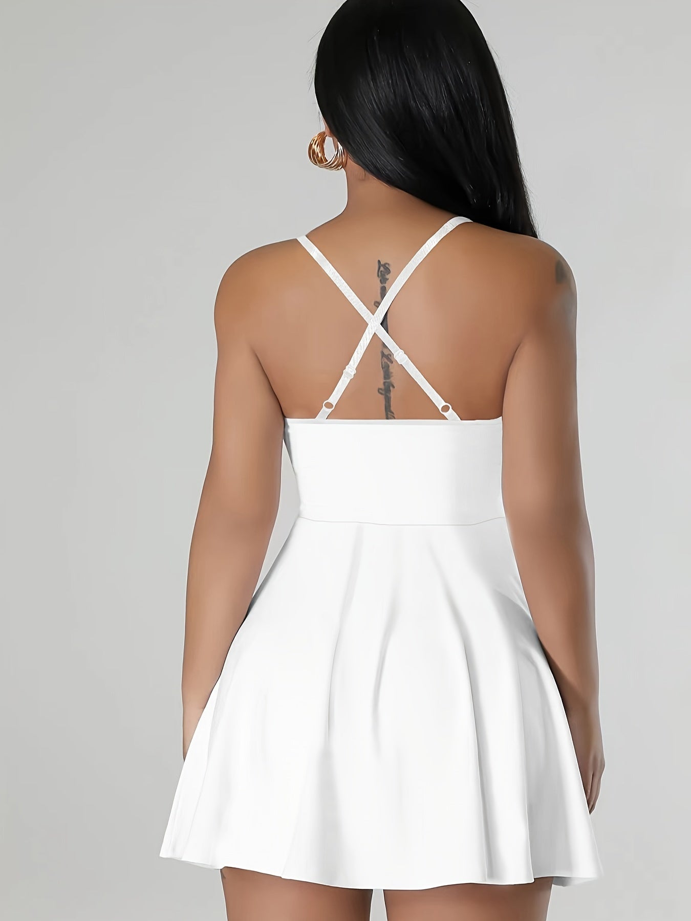 Sultry Solid Crisscross Cami Dress: Sexy Sleeveless Mini Dress