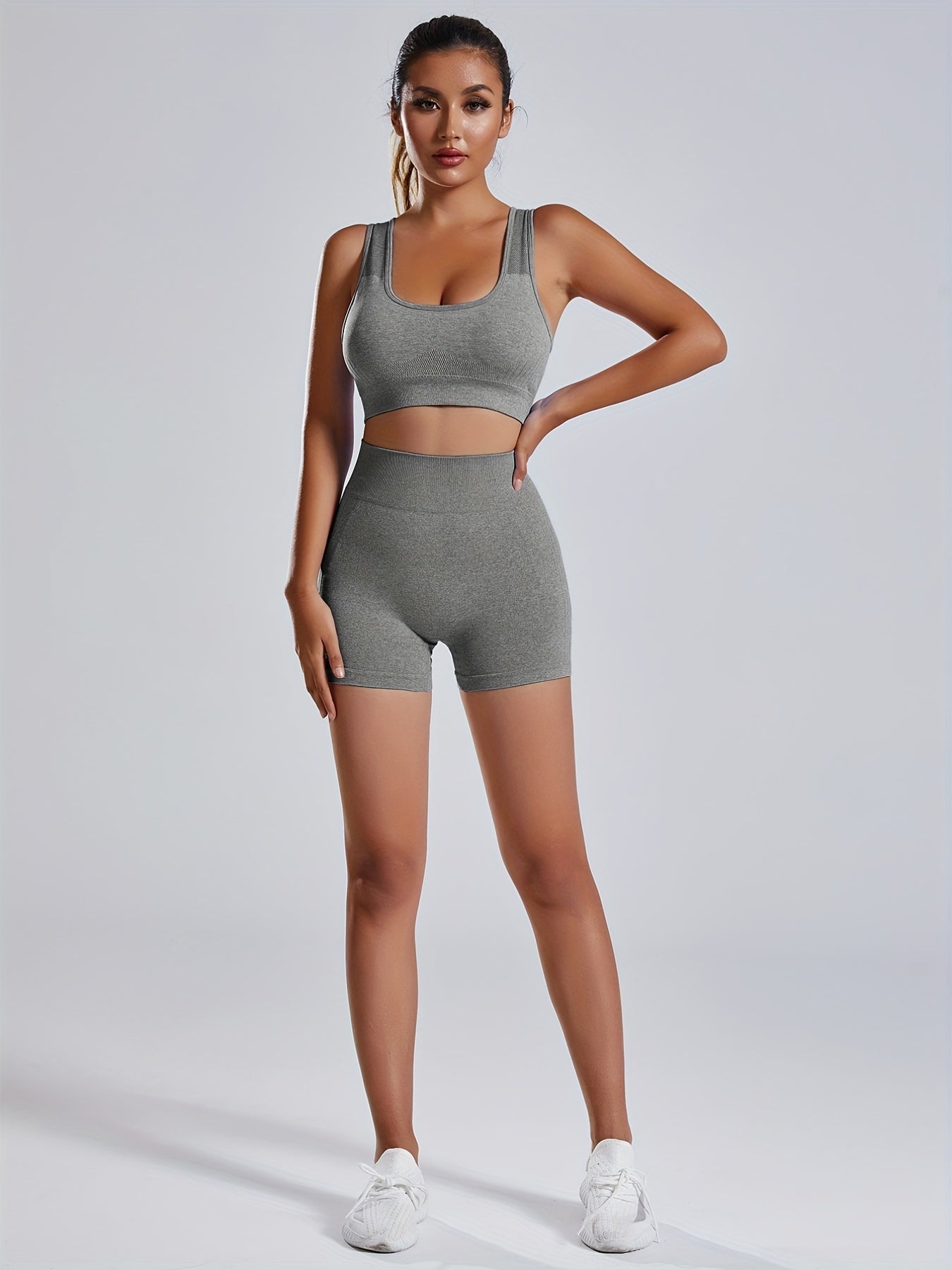 Yoga Suit Set: Backless Crop Top & Butt Lifting Shorts Activewear