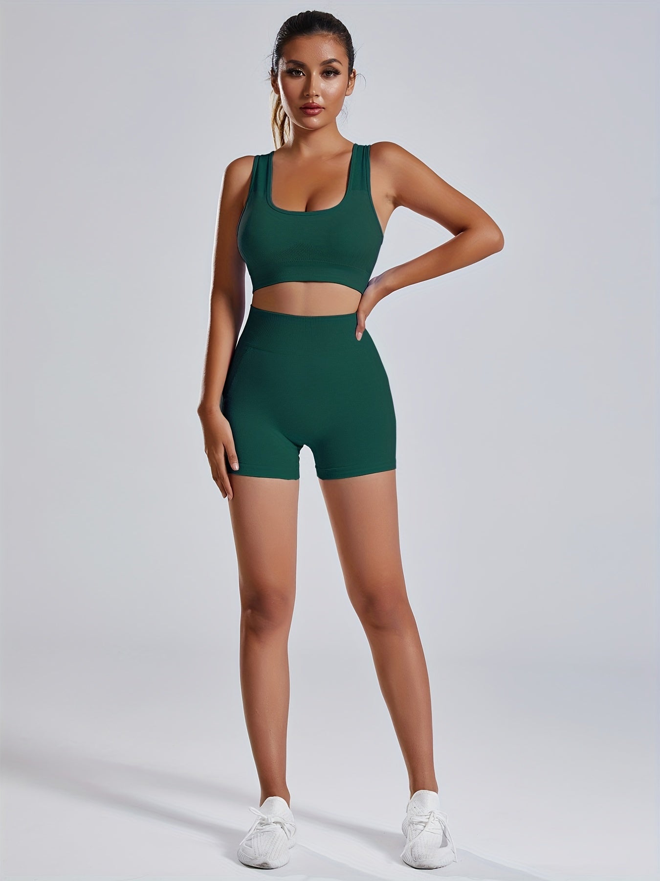 Yoga Suit Set: Backless Crop Top & Butt Lifting Shorts Activewear