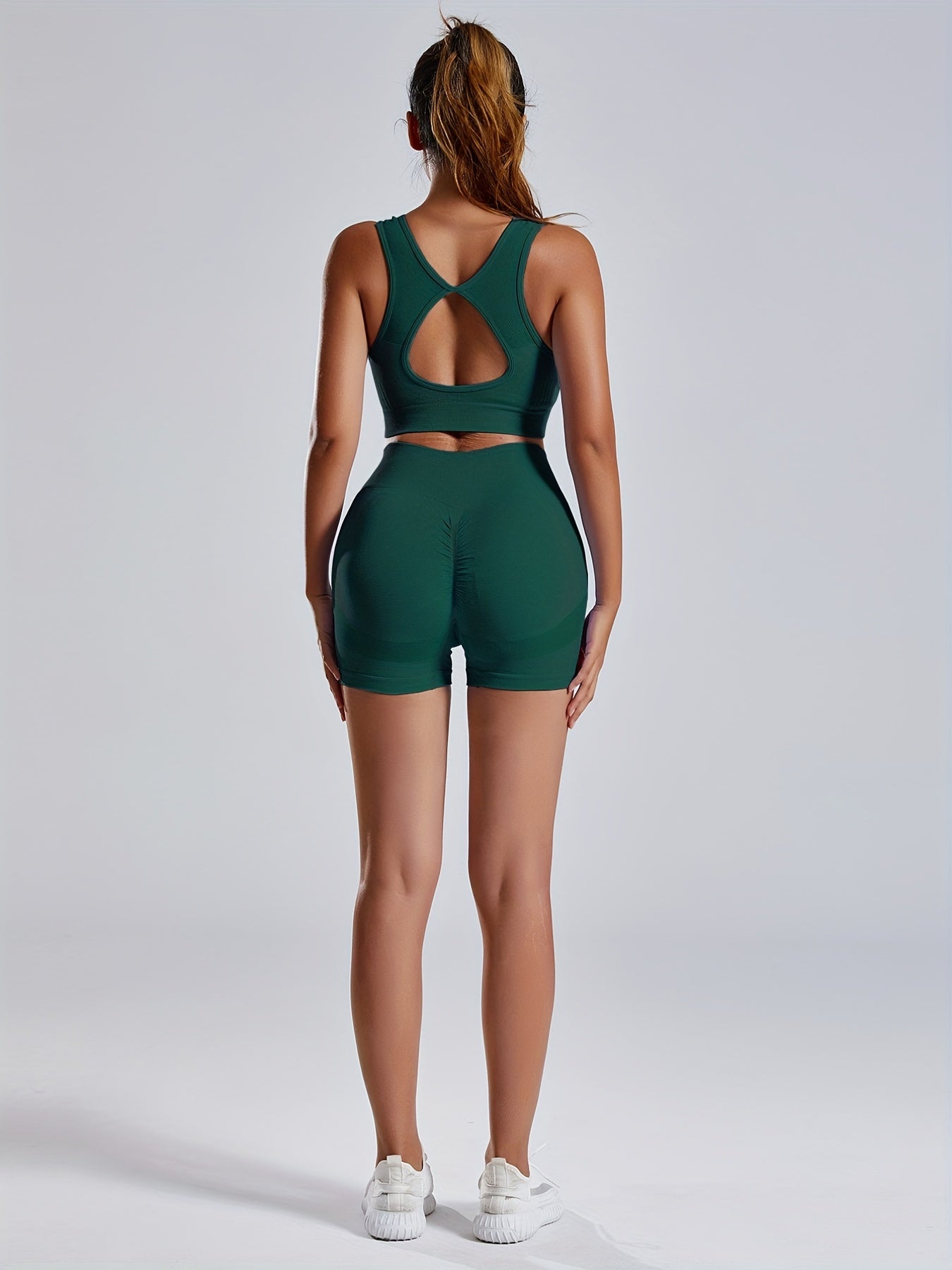 Yoga Suit Set: Backless Crop Top & Butt Lifting Shorts Activewear