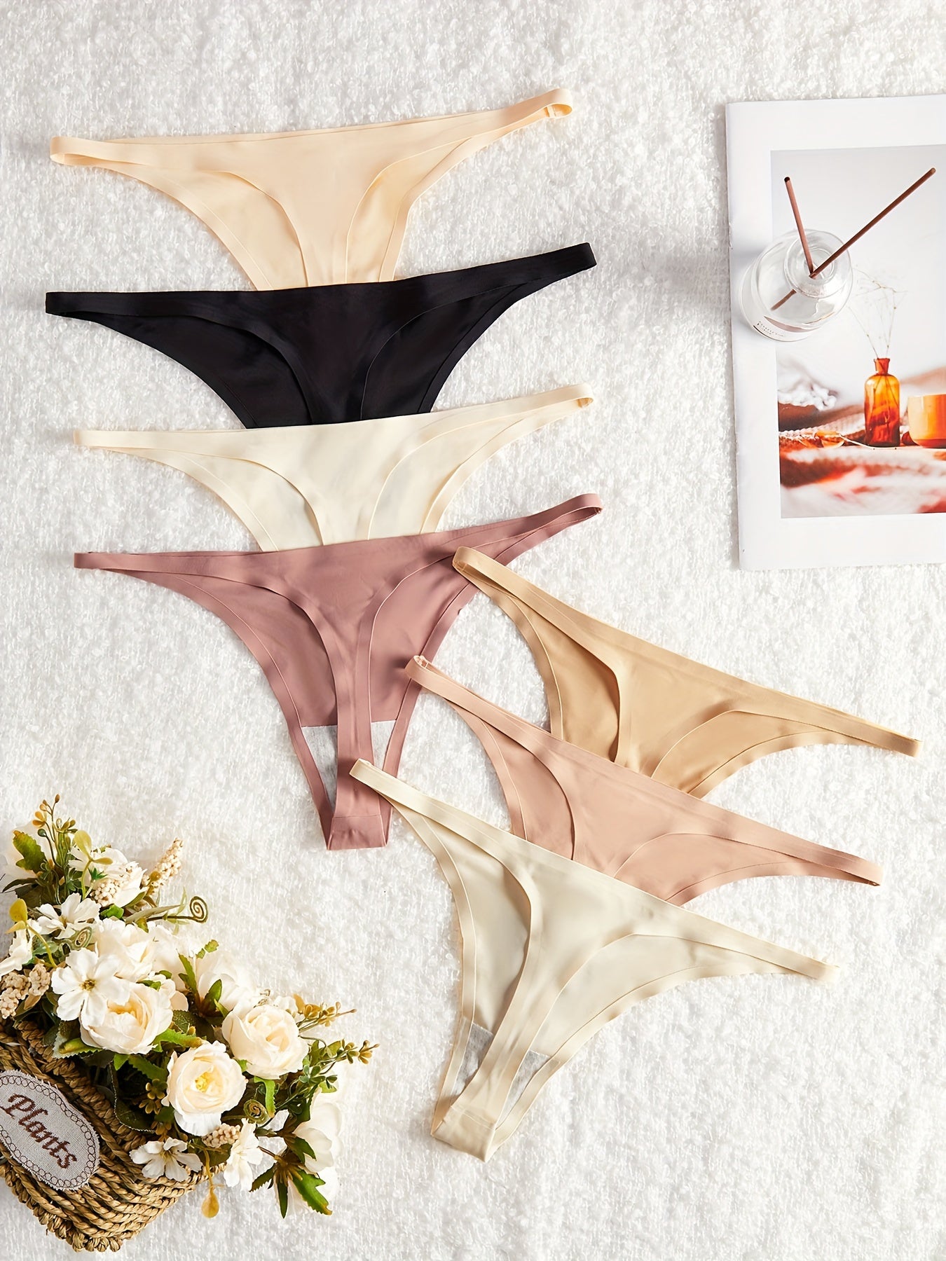 14 Pc. Set of Solid No Show Thongs: Comfy, Breathable, Intimate Panties