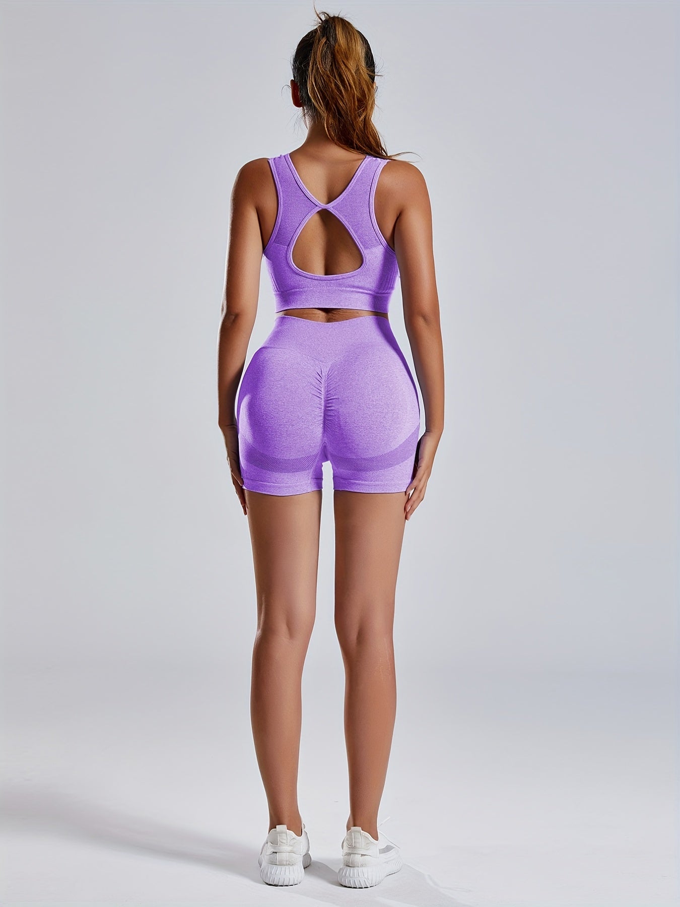 Yoga Suit Set: Backless Crop Top & Butt Lifting Shorts Activewear