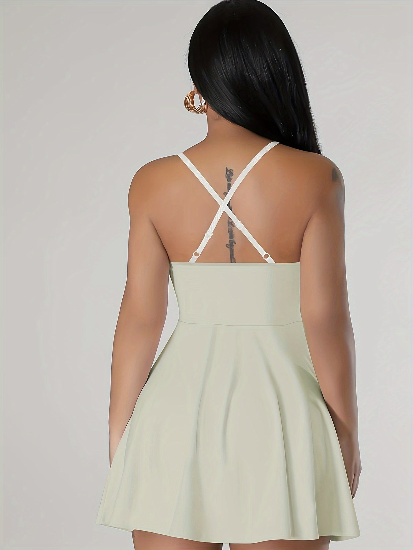 Sultry Solid Crisscross Cami Dress: Sexy Sleeveless Mini Dress