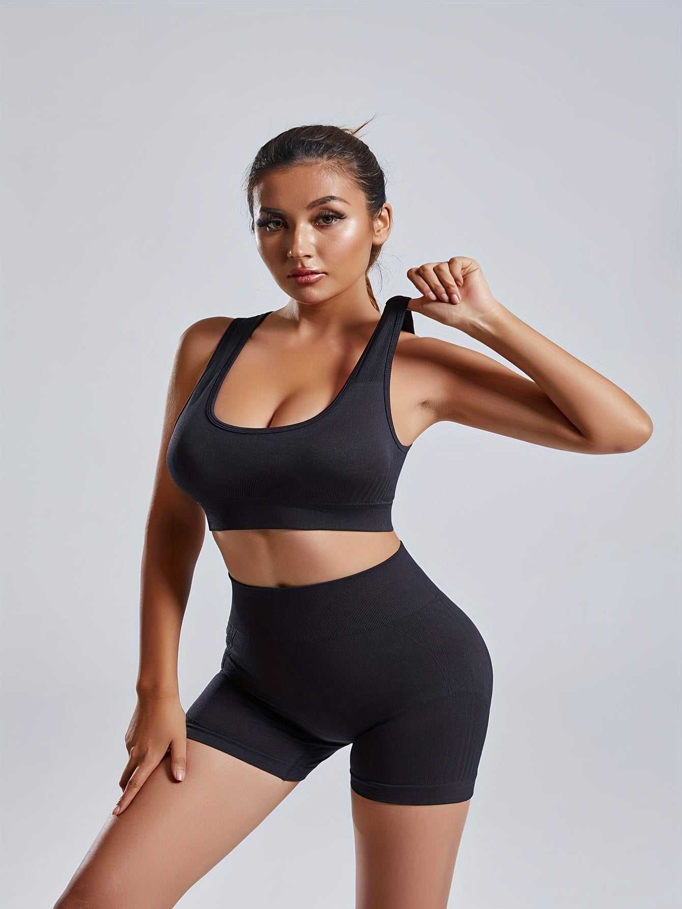 Yoga Suit Set: Backless Crop Top & Butt Lifting Shorts Activewear